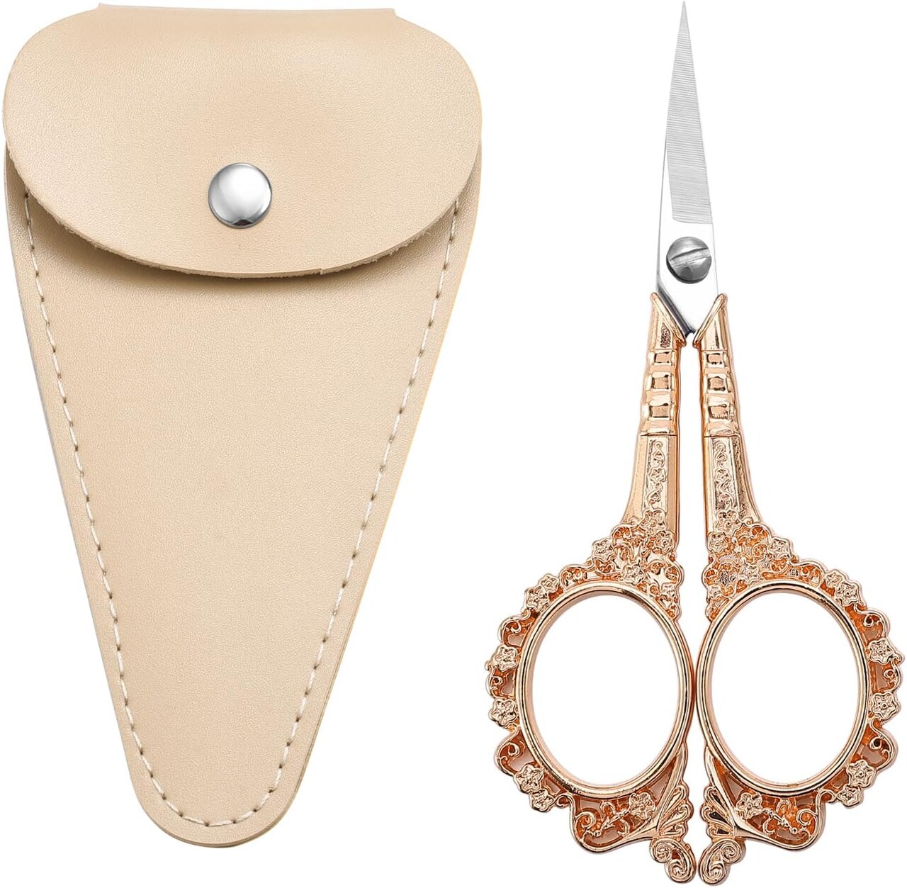 Sewing scissors Embroidery Scissors, 4.5 inch Rose Gold Crochet Scissor with Sheath for Craft Cross Stitch Needlework Artwork Thread Yarn Cutting